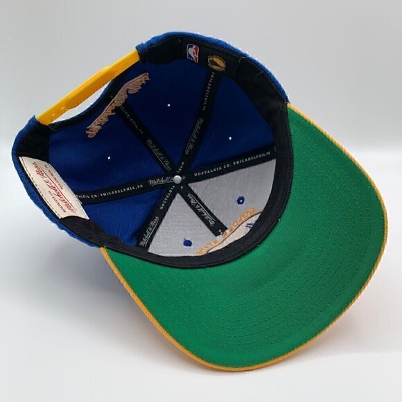Golden State Warriors NBA Blue Gold Mitchell & Ness Snapback Hat - Picture 4 of 6